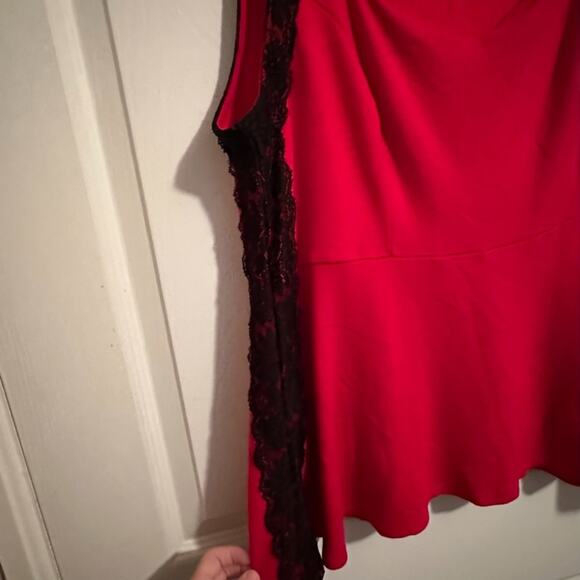 Torrid Side Lace Peplum Tank Top Size 2x RED with BLACK LACE - Picture 10 of 13